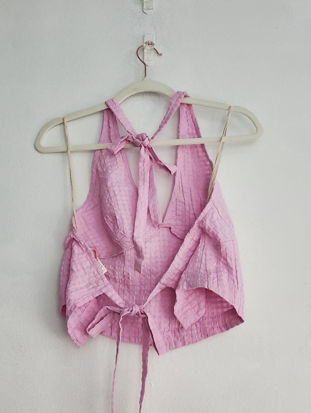Free People Drew Pucker Check Skirt Set Pink Tulle - Picture 6 of 12